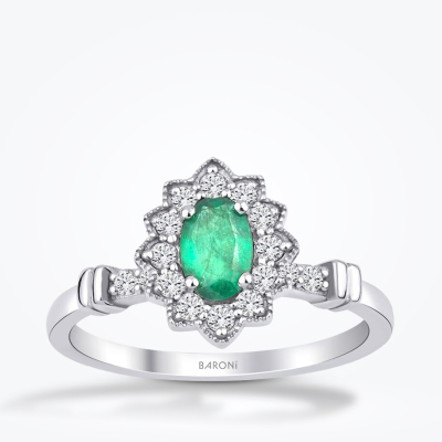 0.71 Karat Pırlanta Zümrüt Yüzük - Baroni Diamond