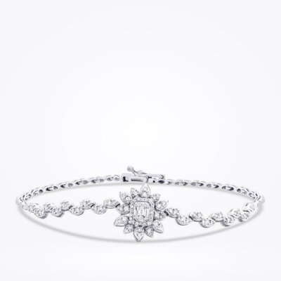 0.73 Karat Pırlanta Baget Çiçek Bileklik - Baroni Diamond