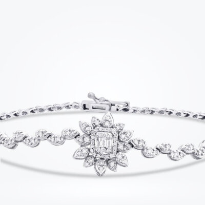 0.73 Karat Pırlanta Baget Çiçek Bileklik - Baroni Diamond (1)