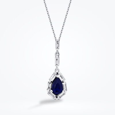 0.75 Karat Pırlanta Safir Kolye - Baroni Diamond