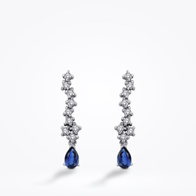 0.75 Karat Pırlanta Safir Küpe - Baroni Diamond (1)