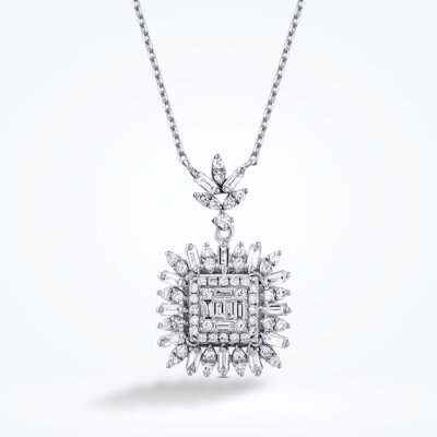 0.76 Karat Pırlanta Baget Kolye - Baroni Diamond