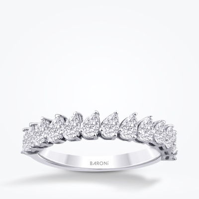 0.76 Karat Pırlanta Damla Yarımtur Yüzük - Baroni Diamond