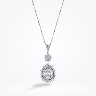0.79 Karat Pırlanta Baget Damla Kolye - Baroni Diamond (1)
