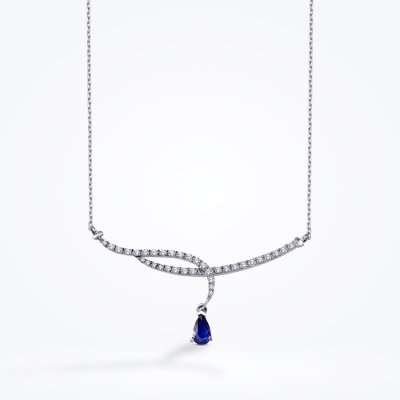 0.79 Karat Pırlanta Safir Kolye - Baroni Diamond
