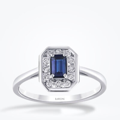0.79 Karat Pırlanta Safir Yüzük - Baroni Diamond