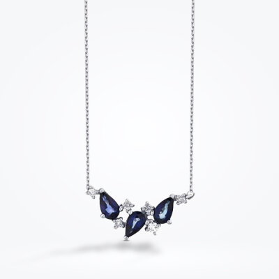 0.80 Karat Pırlanta Safir Kolye - Baroni Diamond