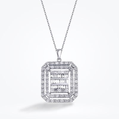 0.81 Karat Pırlanta Baget Kolye - Baroni Diamond