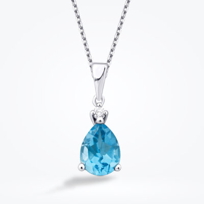 0.82 Karat Pırlanta Blue Topaz Kolye - Baroni Diamond