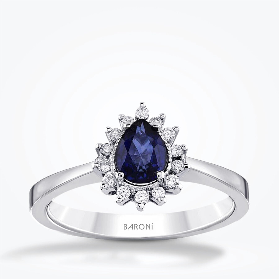 0.83 Karat Pırlanta Safir Yüzük - Baroni Diamond