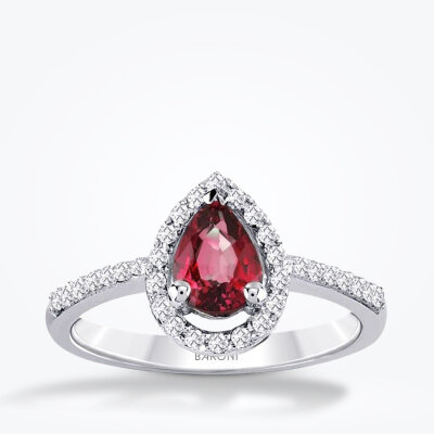 0.83 Karat Pırlanta Damla Yakut Yüzük - Baroni Diamond