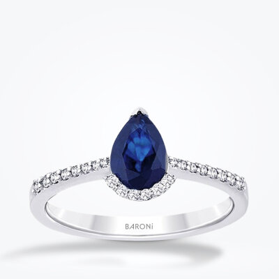 0.85 Karat Pırlanta Safir Yüzük - Baroni Diamond