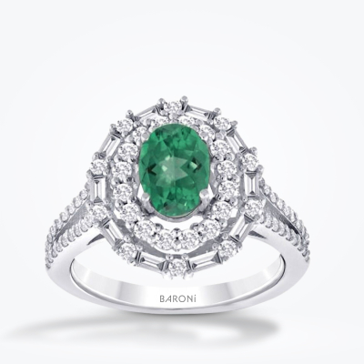 0.85 Karat Pırlanta Zümrüt Yüzük - Baroni Diamond