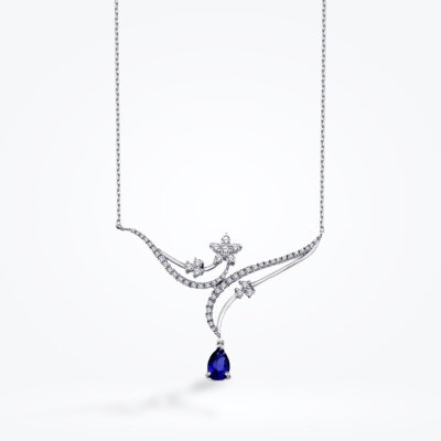 0.86 Karat Pırlanta Safir Kolye - Baroni Diamond