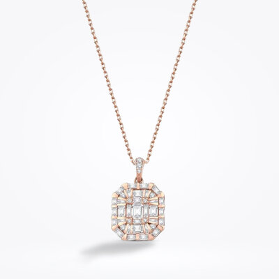 0.89 Karat Pırlanta Baget Kolye - Baroni Diamond (1)