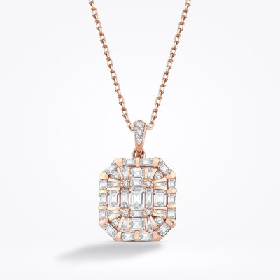 0.89 Karat Pırlanta Baget Kolye - Baroni Diamond