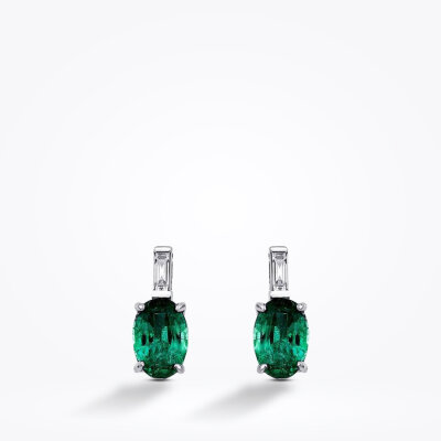 0.91 Karat Pırlanta Zümrüt Küpe - Baroni Diamond (1)
