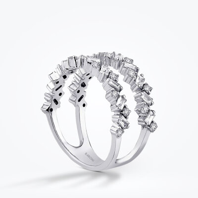 0.92 Karat Pırlanta Çift Sıra Baget Yüzük - Baroni Diamond (1)