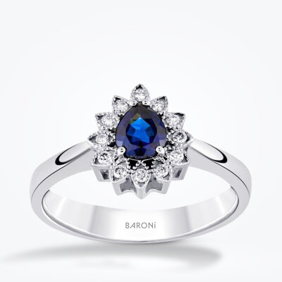 0.92 Karat Pırlanta Safir Yüzük - Baroni Diamond