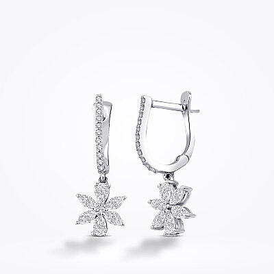 0.94 Karat Pırlanta Çiçek Küpe - Baroni Diamond
