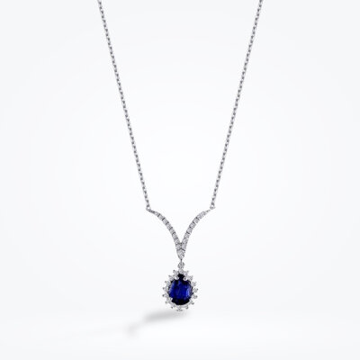 0.95 Karat Pırlanta Safir Kolye - Baroni Diamond