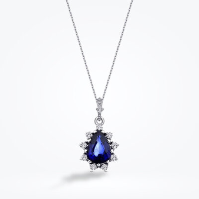 0.96 Karat Pırlanta Safir Kolye - Baroni Diamond
