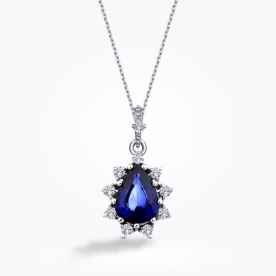 0.96 Karat Pırlanta Safir Kolye - Baroni Diamond (1)