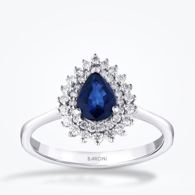0.96 Karat Pırlanta Safir Yüzük - Baroni Diamond