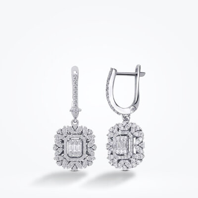 0.99 Karat Pırlanta Baget Küpe - Baroni Diamond