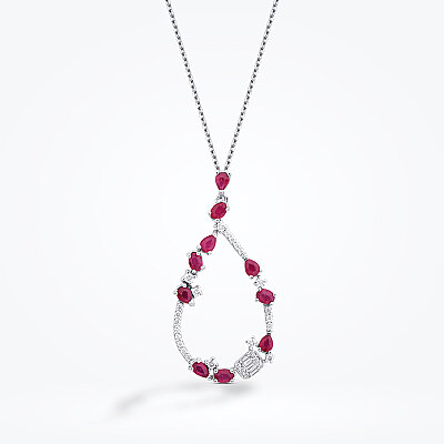 1.02 Karat Pırlanta Damla Yakut Trend Kolye - Baroni Diamond