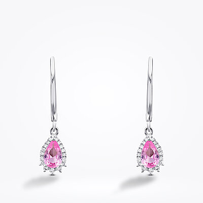 1.03 Karat Pırlanta Pembe Safir Küpe - Baroni Diamond (1)