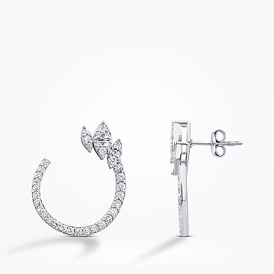 1.04 Karat Pırlanta Yuvarlak Detaylı Küpe - Baroni Diamond