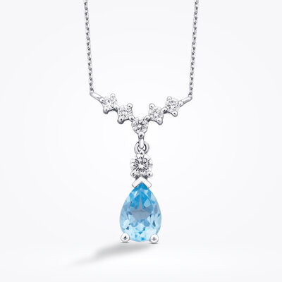 1.05 Karat Pırlanta Blue Topaz Kolye - Baroni Diamond (1)