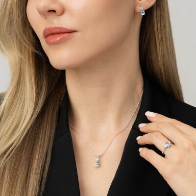 1.05 Karat Pırlanta Blue Topaz Kolye - 4