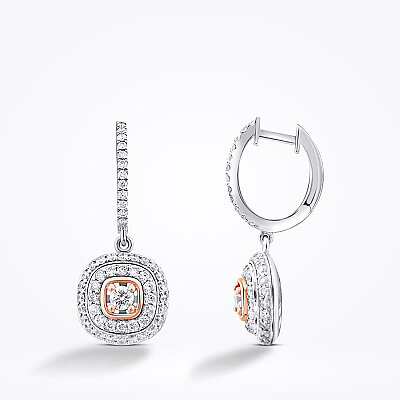 1.09 Karat Pırlanta İki Renkli Küpe - Baroni Diamond