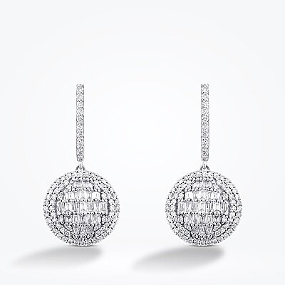 1.12 Karat Pırlanta Baget Taşlı Yuvarlak Küpe - Baroni Diamond (1)