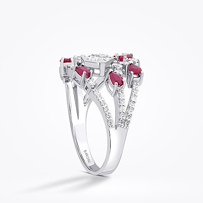 1.12 Karat Pırlanta Damla Taşlı Yakut Yüzük - Baroni Diamond (1)