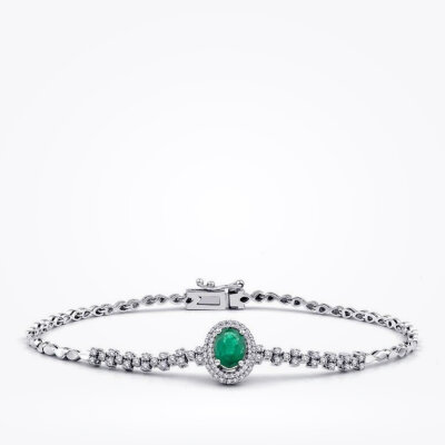 1.13 Karat Pırlanta Zümrüt Bileklik - Baroni Diamond