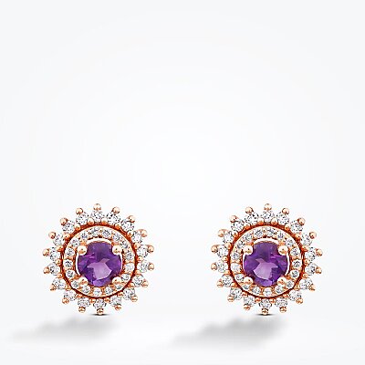 1.14 Karat Pırlanta Ametist Küpe - Baroni Diamond (1)