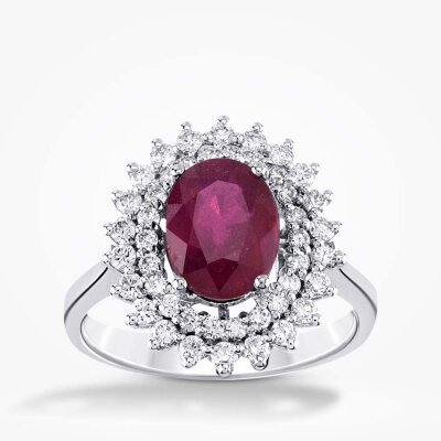 1.24 Karat Pırlanta Oval Yakut Yüzük - Baroni Diamond