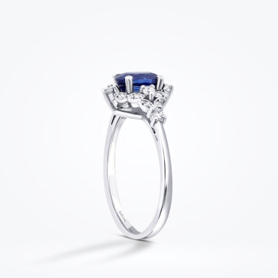 1.25 Karat Pırlanta Safir Oval Yüzük - Baroni Diamond (1)