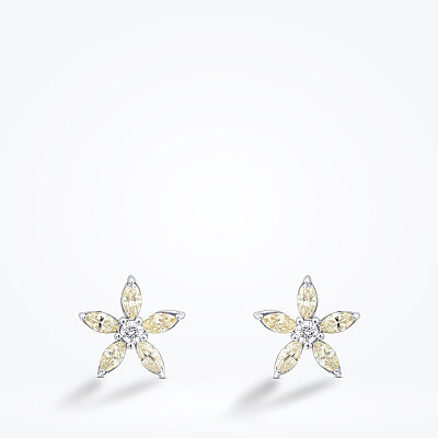 1.31 Karat Pırlanta Markiz Taşlı Fancy Çiçek Küpe - Baroni Diamond (1)