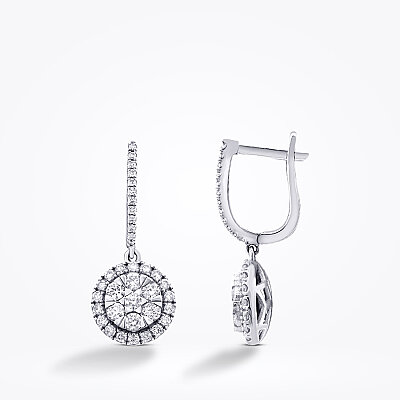 1.31 Karat Pırlanta Yuvarlak Taşlı Küpe - Baroni Diamond