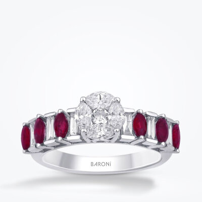 1.34 Karat Pırlanta Yakut Yüzük - Baroni Diamond