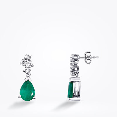 1.35 Karat Pırlanta Zümrüt Küpe - Baroni Diamond