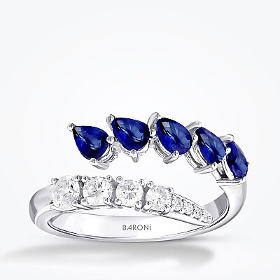 1.38 Karat Pırlanta Safir Yüzük - Baroni Diamond