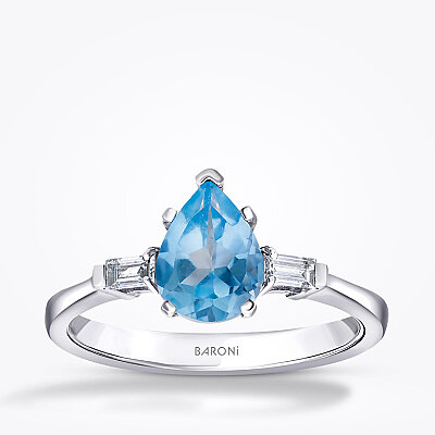 1.39 Karat Pırlanta Blue Topaz Yüzük - Baroni Diamond