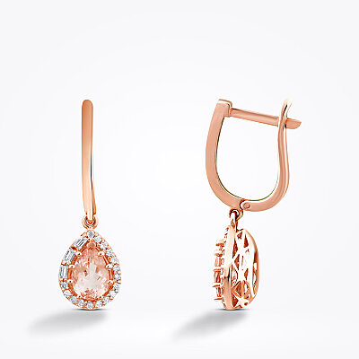 1.39 Karat Pırlanta Morganit Küpe - Baroni Diamond