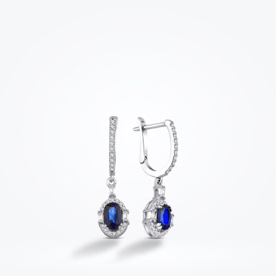 1.40 Karat Pırlanta Safir Küpe - Baroni Diamond