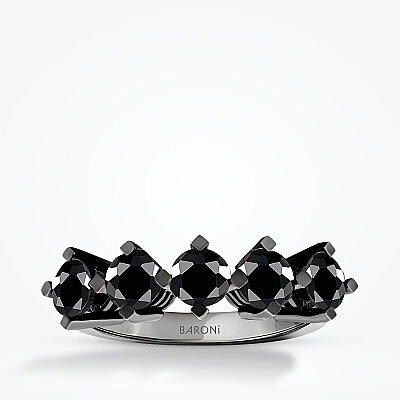1.55 Karat Siyah Taşlı Beştaş Yüzük - Baroni Diamond